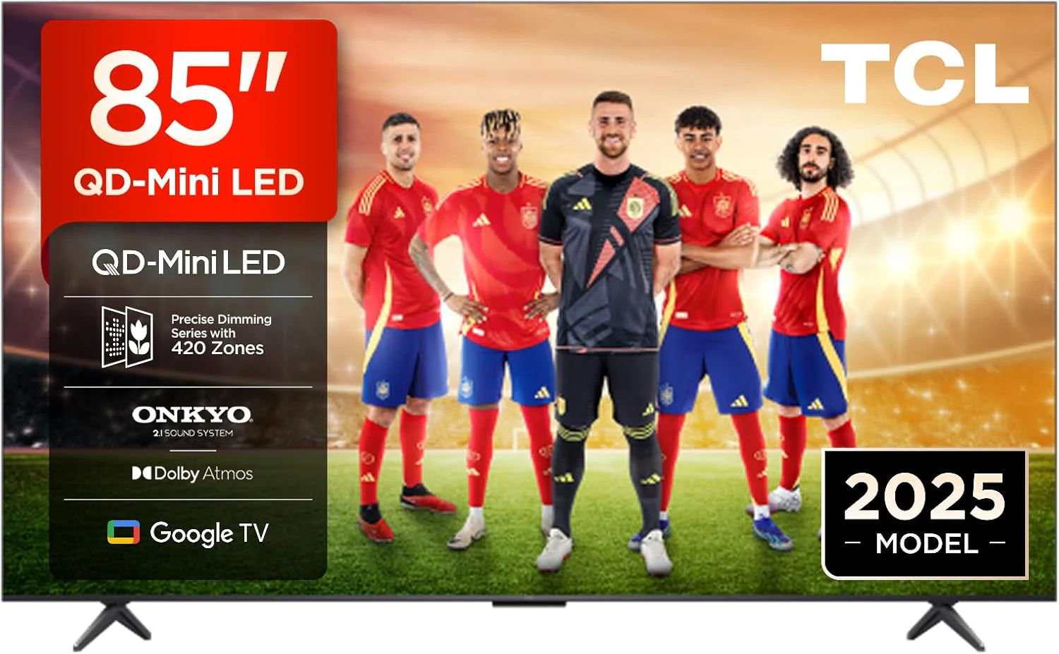 TCL 98Q6C TV 98 Inch QD-Mini LED 4K Smart TV, 1000 nits, 144Hz Motion Clarity Pro, Onkyo 2.1, Game Master, FreeSync, Google TV, Dolby Vision IQ and Atmos