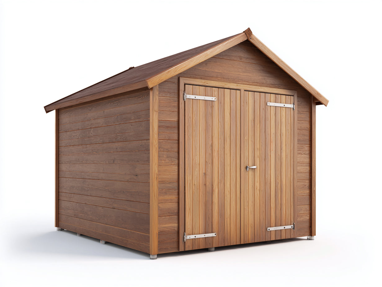 Casetas de jardín madera maciza 220x200x210 cm - madera natural - cobertizo exterior diseño clásico