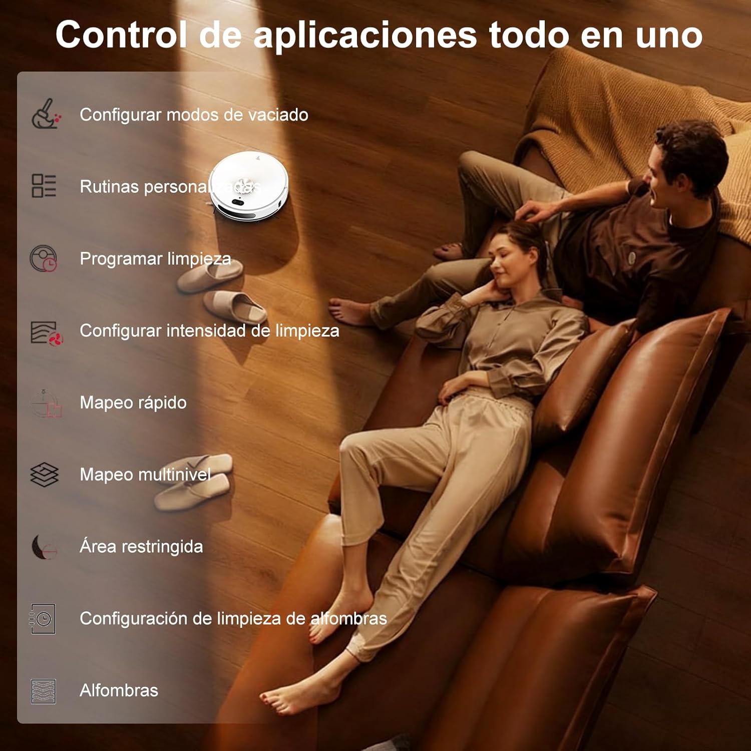 Robot Aspirador y fregasuelos hasta 8000 Pa Potente succión Autovaciado Autonomía de 220 Minutos Navegación Láser LiDAR y Mapeo Lnteligente,Limpieza Personalizada Control por Voz y App