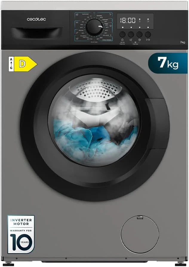 Cecotec Washing machine 6 kg Front Load Bolero DressCode 620 Inverter. 1000RPM, 16 Programs, Low Consumption, Inverter Plus Motor, Steam Function, Pre-Wash, Quick Program 15', Spa Care and Delay Start