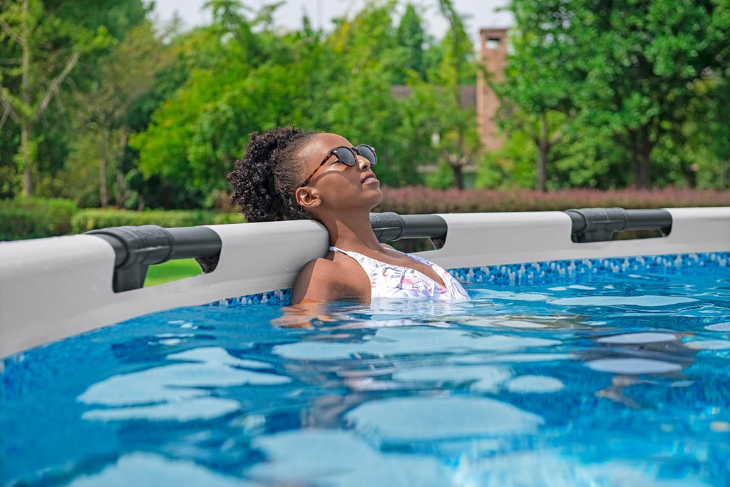 Bestway Steel Pro MAX Frame - Juego de Piscina con Bomba de Filtro, diámetro de 366 x 76 cm, Color Gris Claro, Redondo