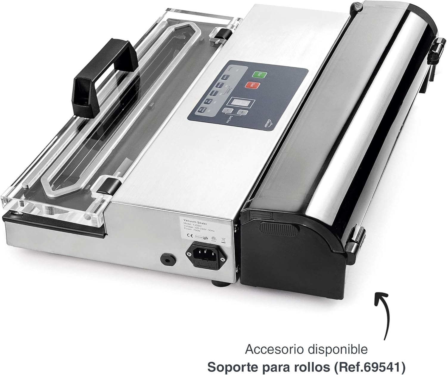 Lacor - 69540 - Envasadora al vacio, Máquina de vacio, Selladora de Alimentos, Acero inoxidable, Libre BPA, Sellado Hermético, 650W, 40cm, Inox