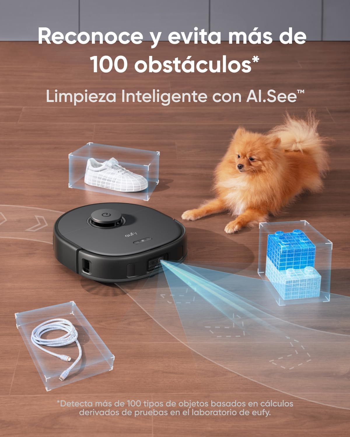 eufy X10 Pro Omni Robot Aspirador con Base Autovaciado y Mopas Giratorias, Mopa Doble con Elevación Automática de 12 mm, Detección de Alfombras, Antiobstáculos AI, Lavado y Secado automático, Negro