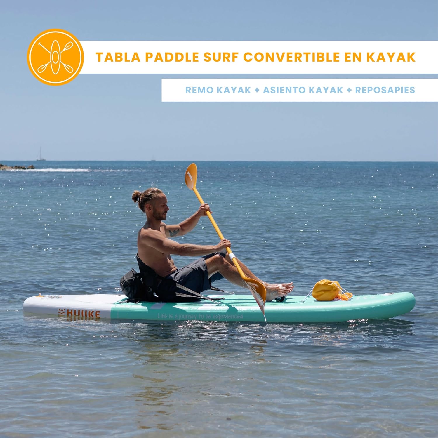HUIIKE Tabla Paddle Surf Hinchable con Accesorios Incluidos, Remo, Quillas, Inflador. Stand Up Paddle Board Gran Estabilidad y Resistencia. 305 x 84 x 15 cm, Soporta hasta 130 kg