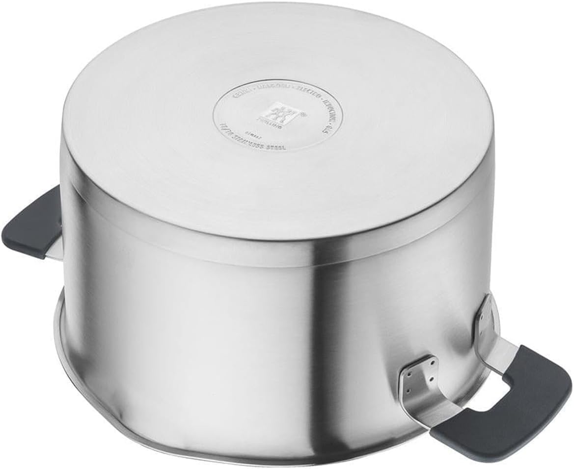 ZWILLING Simplify Edelstahl-Kochtopfset, 5-teilig, Mit integriertem Sieb im Deckel, Induktionsgeeignet, Silber-Schwarz