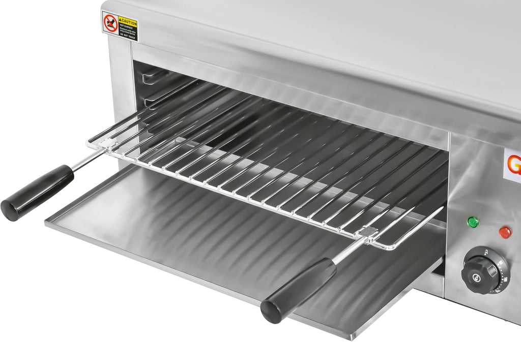 Salamandra Profesional Eléctrica 2000 W – Acero Inoxidable 18/10 – Temporizador 30 min – 50-300 °C – Uso Industrial Hostelería