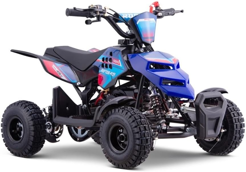 Miniquad Infantil Gasolina Raptor-R4 49cc (Gasolina Mezcla), Azul, niños de 4 a 10 años