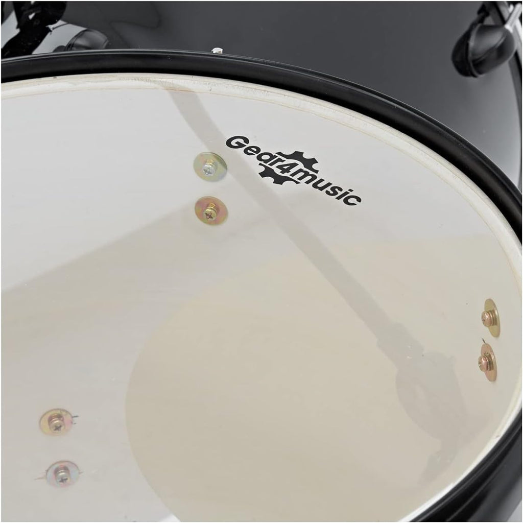 Gear4music BDK-1 Kit de Batería Compacta Completa para Principiantes - Batería Acústica de 5 Piezas, Platillos, Pedal de Bombo, Sillín y Baquetas - Negro