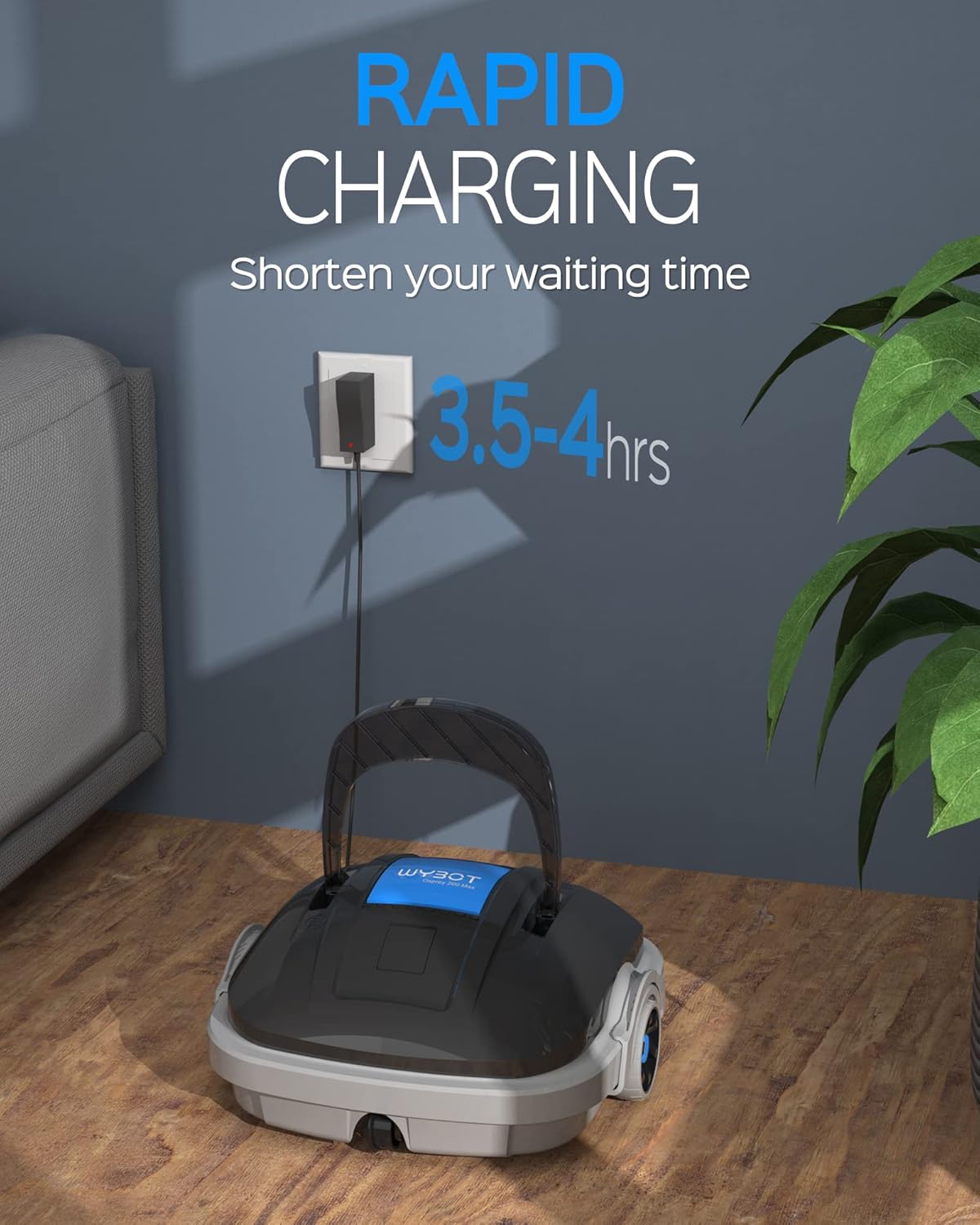 Robot Limpiafondos Piscina Electrico sin Cable para Aspirador Piscinas de hasta 80m², 100 Mins Doble Filtración y Estacionamiento Automático, Robot Limpiafondos Piscina con Motores de Doble Tracción