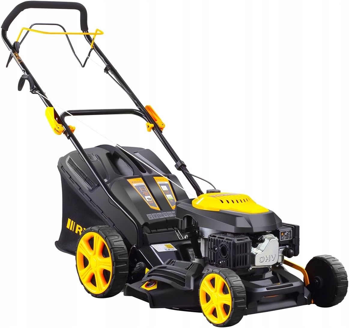 RPM 4735 Cortacésped de gasolina, 47 cm, acero negro, 9 en 1, Multimodo, 31 kg, 7 posiciones, automotriz, motor OHV 146cc