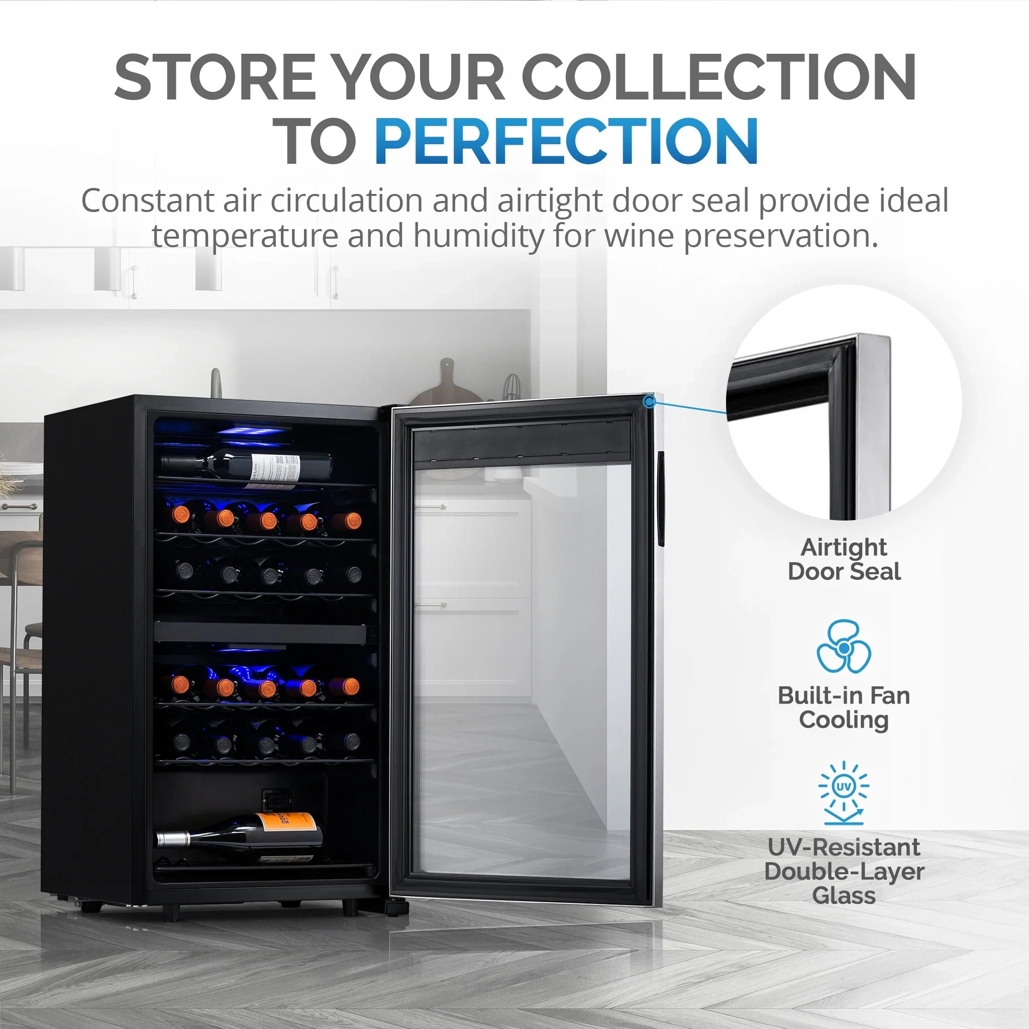 2026 Refrigerador de Vinos Independiente Newair® – 28 Botellas (48 cm), Doble Zona, Acero Inoxidable