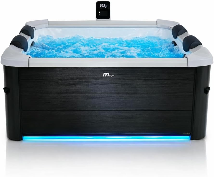 MSpa Oslo SPA bañera de hidromasaje Exterior para 6 Personas, Pared Exterior Sólido, Iluminación LED, Uso Todo el Año, Resistente al Invierno
