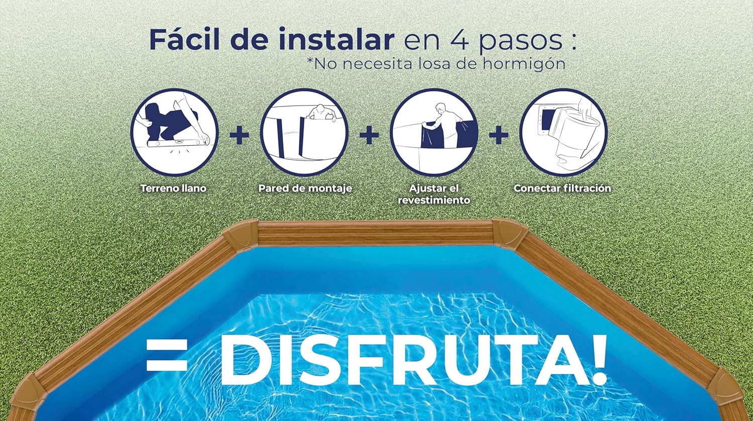Gre KITPR353W Piscina de Acero Elevada, Redonda con Aspecto Madera, Piscinas Desmontables para Jardín, 350 x120 cm, Sicilia