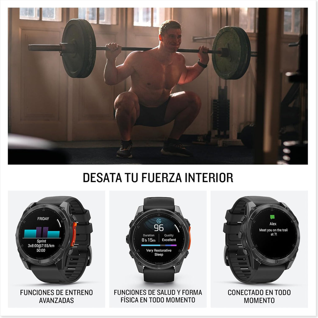 Garmin fēnix 8-51mm - Reloj de Alto Rendimiento GPS Multideporte con Pantalla táctil AMOLED, Linterna LED, Altavoz y micrófono Integrados, Mapas y hasta 29 días de autonomía, Negro