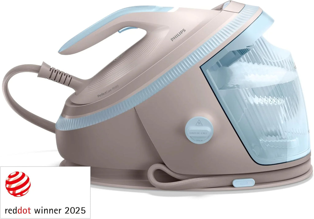 Philips PerfectCare Series 7000 Ironing Center – Steam Stroke 600 g, Pressure 8.5 Bar, OptimalTEMP, SteamGlide Elite Sole, Removable Reservoir 1.5L, Vertical Ironing, Easy De-Calc (PSG7200/60)