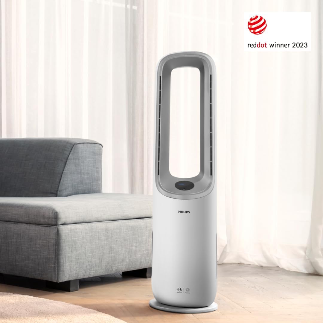 Philips 2-w-1 oczyszczacz i nawilżacz powietrza z serii 3000, 131 m², filtr NanoProtect HEPA i filtr z aktywnym węglem usuwa 99,97% wszystkich, niewidocznych cząstek, Kolor Biały (AC3737/10)