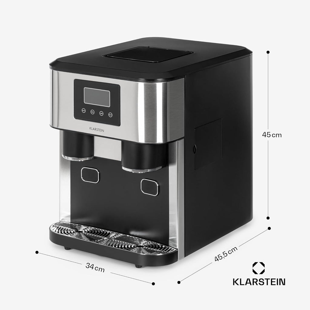Klarstein Maquina de Hielo Doméstica, 1,8L, Gris oscuro, Ice Maker Encimera 15 kg, para Hacer Cubitos de Hielo y Picado en Casa, con Panel Táctil y Sistema Fácil Limpieza, Función Rápida