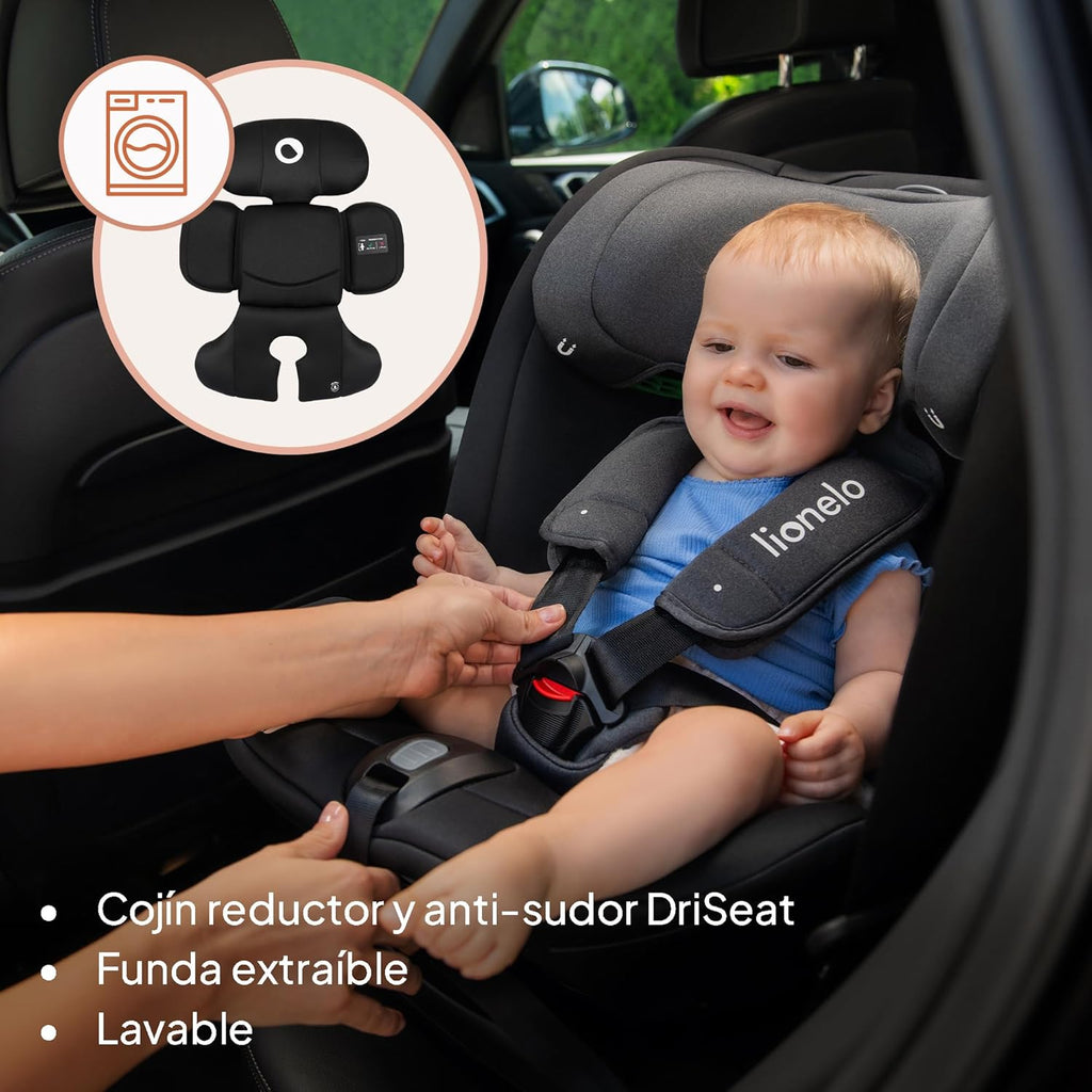 LIONELO Bastiaan RWF i-Size Silla de Coche para Bebé Giratoria 360° 0-36kg, Instalaciión Delantera y Trasera (18kg), ISOFIX TopTether, Reposacabezas y Respaldo Ajustables Protección Lateral