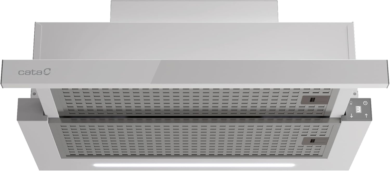 Cata Campana Extractora TFH 6830 GWH 6 Niveles de Extracción Panel de Control Táctil Nivel Sonoro 46 db Motor Extra Silencioso Iluminación LED Interior Blindado Fácil Limpieza Ancho 60 cm Color Blanco