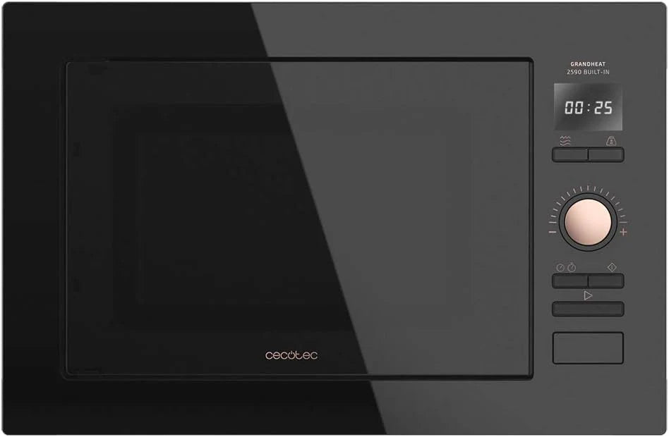 Cecotec GrandHeat 2590 Built-In Black Digital Built-in Microwave, 900 W, Built-in, 25 Liters, Touch, Grill 1000 W, 8 Preset Functions, Timer