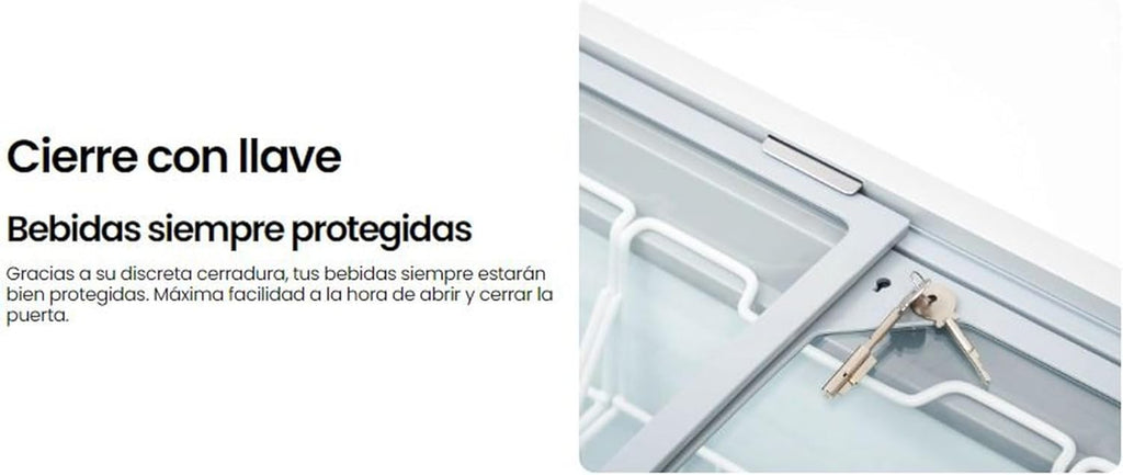 INFINITON Arcon Congelador Industrial FCH-209CC82WEC, 209 Litros, Puerta con diseño Flat door design, Control de temperatura Mecánico, D, Ruedas, Cierre de seguridad con llave