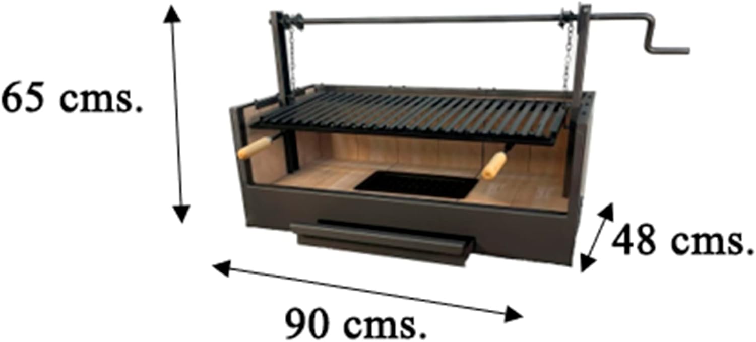 Imex El Zorro – Cajón Barbacoa con Ladrillo Refractario | 90x48x65 cm | Estructura Robusta de Acero y Alta Retención de Calor | Ideal para Barbacoas de Carbón y Leña en Exteriores