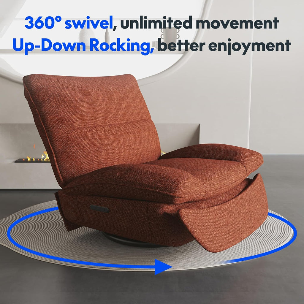 FLEXISPOT XC6 Sillón Relax, Sófa Giratorio con Función Balancín, Sillon TV con Respaldo Ajustable, Silla Reclinable para Dormitorio, Salón y Cine en Casa (Beige)