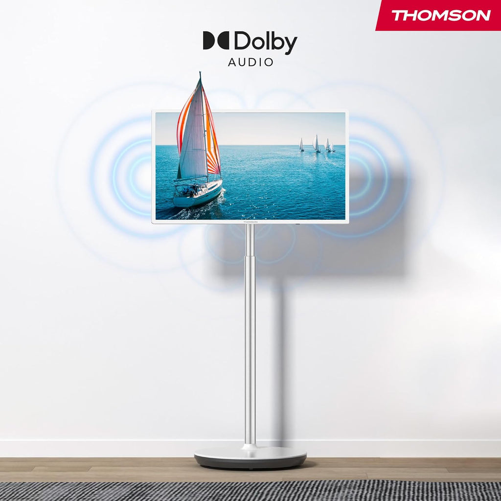 THOMSON 32 Pulgadas (81 cm) Go TV, Televisor Android Portátil – HD Ready (1366x768), Control por Voz, Bluetooth 5.1, Wi-Fi, Función de Punto de Acceso, hasta 4 Horas de Autonomía - 32HA4M44