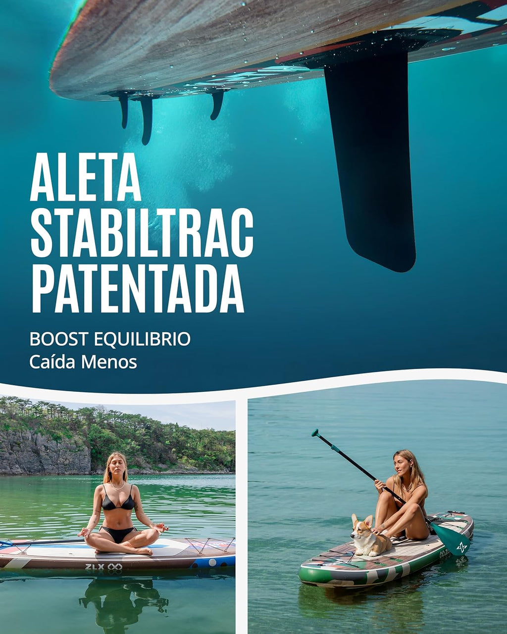 ZLX Tabla de Surf de Remo con Asiento de 320 cm, Inflable, para Adultos, Apta para Principiantes, Amplia y Estable, Antideslizante