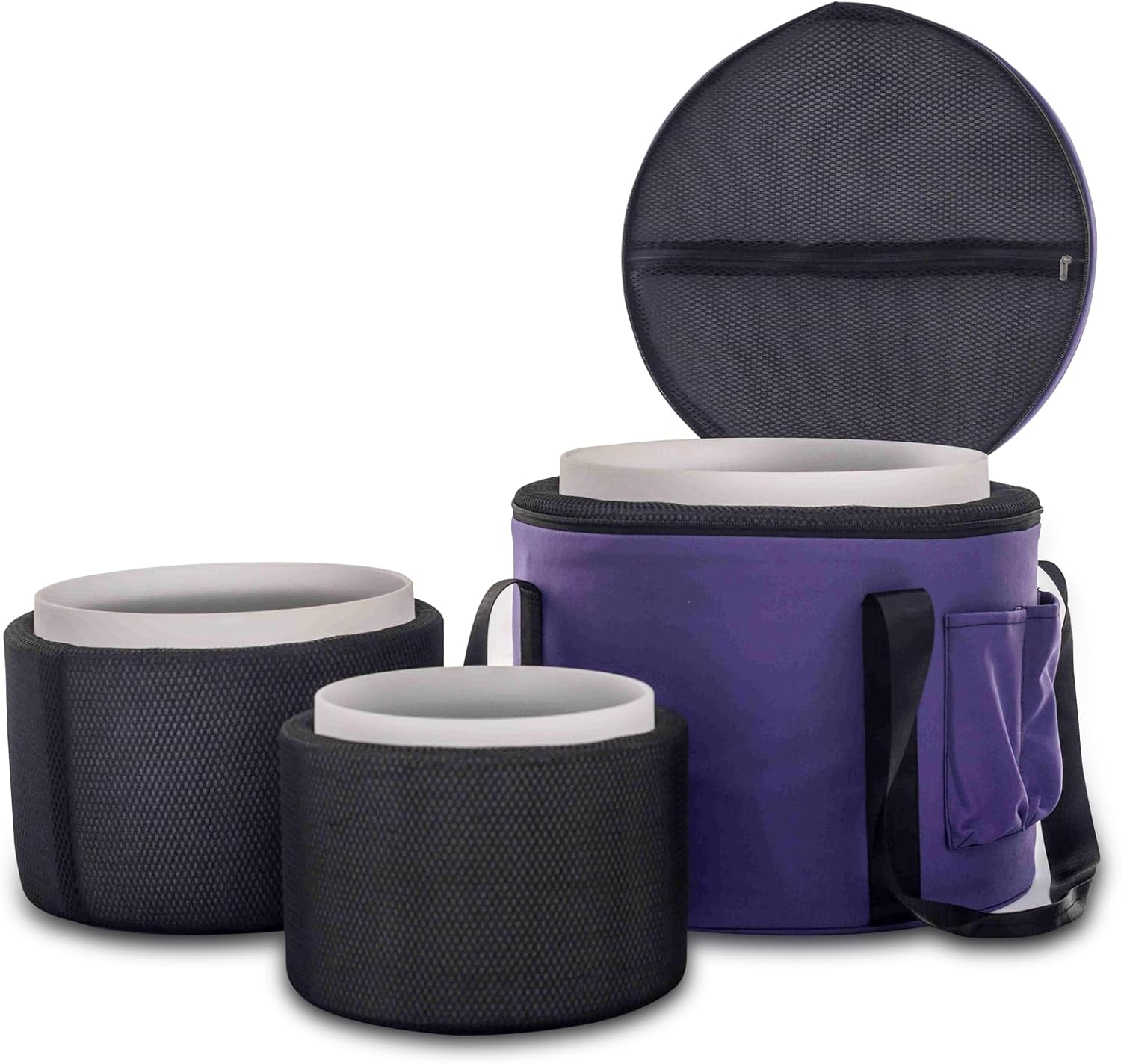 Hye-eun Juego de 3 cuencos de cristal de 15,2 a 25,4 cm, 432 Hz, 25,4 cm, 20,3 cm, para meditación, yoga, con funda de transporte, para mantener el equilibrio y terapia