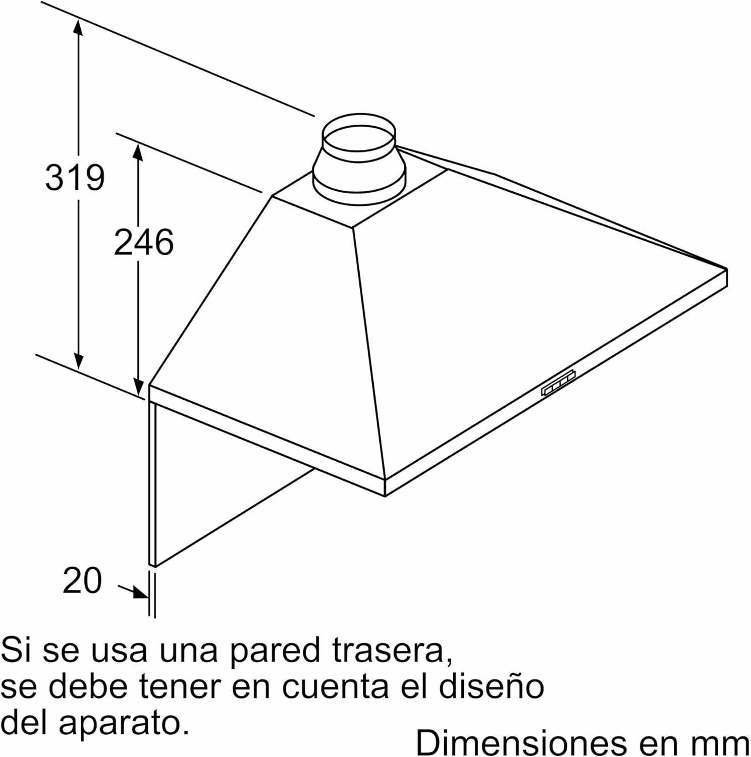 Balay - Campana Exrtactora Decorativa de Pared Piramidal, 90 cm de ancho, 3 potencias de extracción, Instalación en Salida de Humos o Recirculación, Acero Inoxidable, 3BC696MX