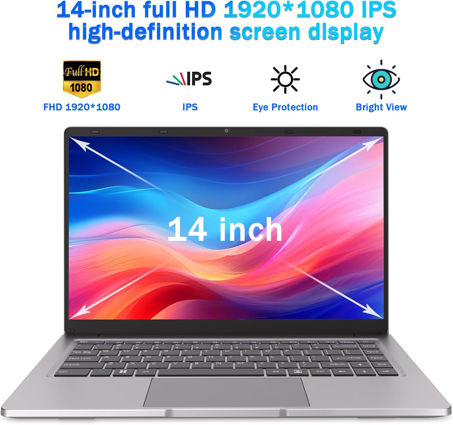 PC Portátil 14 Pulgadas Celeron N4000 (hasta 2.6 GHz) , Computadora Portátil 6GB RAM 128GB SSD, Ordenador portátil W11 Pro Soporte WiFi, Bluetooth, USB 3.0 Mini HDMI, Estudiante/Oficina Laptop.