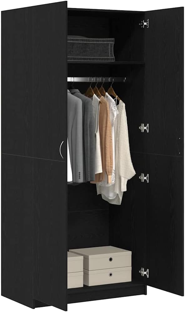vidaXL Armario Roble Negro 90 x 52 x 200 cm Madera contrachapada, Almacenaje Moderno para Sala, Armario Rectangular, Organizador eficiente, solución Chic y ahorradora de Espacio