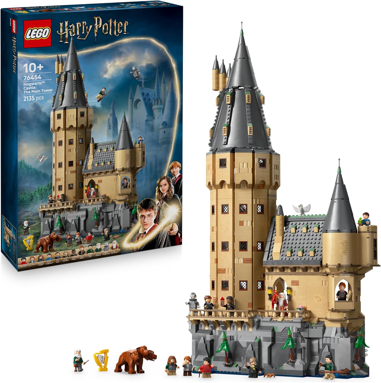 Harry Potter Castillo de Hogwarts: Torre Central - Castillo de Juguete con Cuarto de Llaves Voladoras y Ajedrez Mágico - 12 Minifiguras - Regalo para Niñas y Niños de 10+ Años 76454
