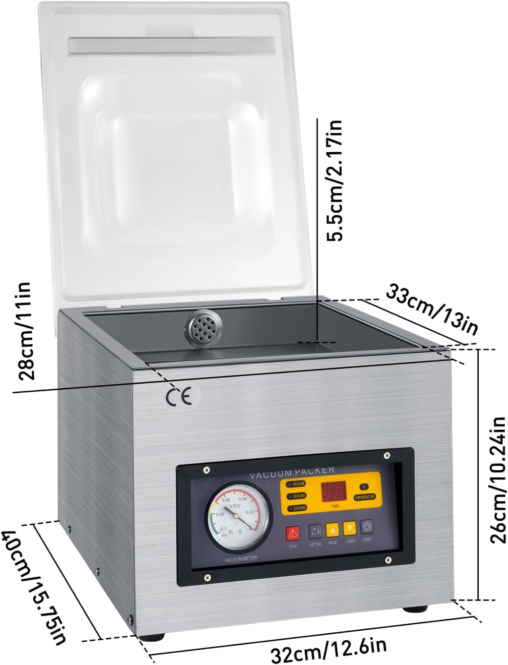 Máquina de Envasado al Vacío Profesional DZ-260 - Selladora Industrial de Película 220V - Dispositivo de Vacío de Acero Inoxidable