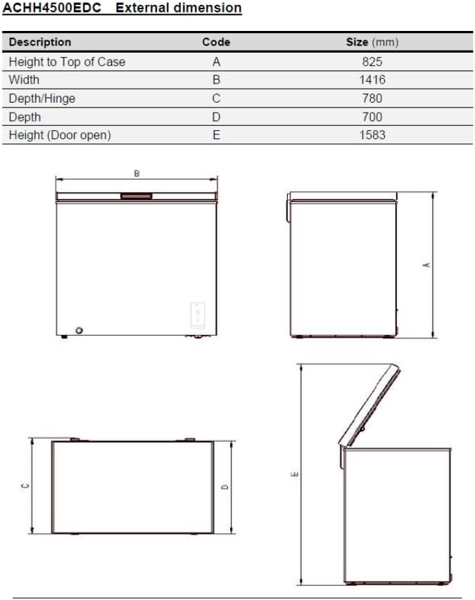 Aspes Congelador Horizontal Blanco ACHH4500EDC. Capacidad 418 Litros, Dual Cooling, 2 Cestas, Bajo Nivel Sonoro, Eficiencia Energética Clase E