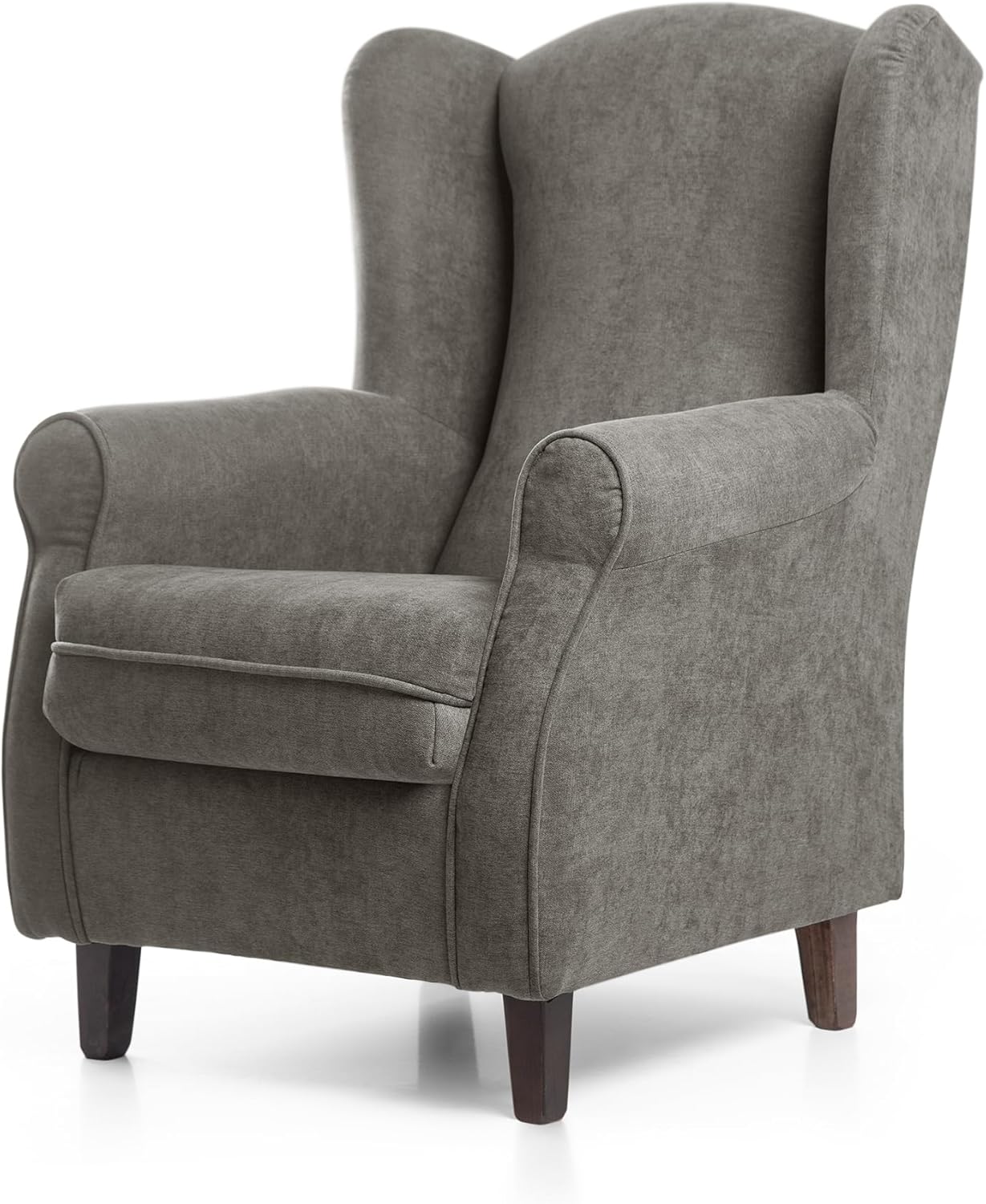 SUENOSZZZ-ESPECIALISTAS DEL DESCANSO SUEÑOS ZZZ - Sillón Irene, sillón orejero de Lactancia tapizado en Tela Anti Manchas Color Marrón, sillón butaca para Dormitorio, salón o habitación de bebé