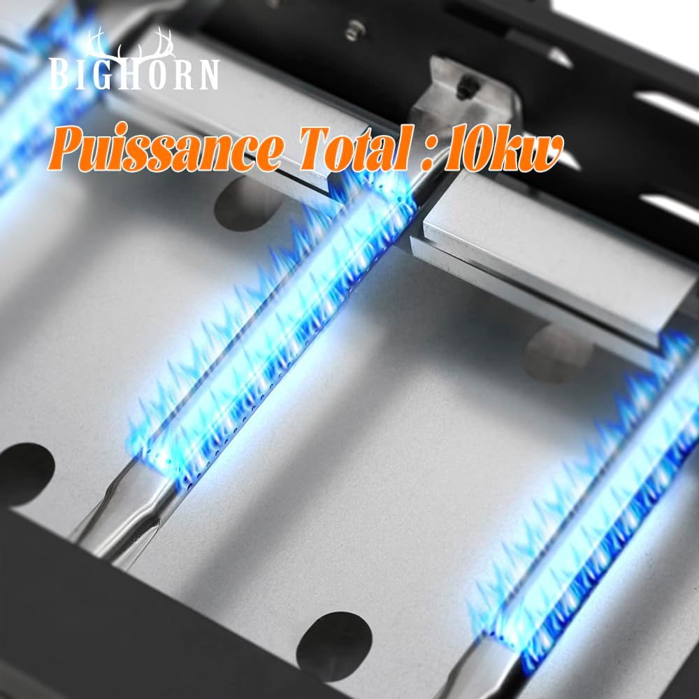 BIGHORN Plancha Grill - Barbacoa de gas – Tabletop – Portátil – 4 Quemadores