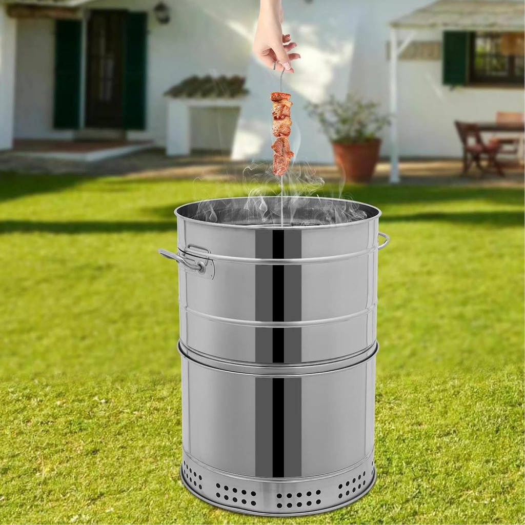 Parrillas de carbón portátiles Grandes,Parrilla de carbón Inoxidable de Barril,360° sin Humo para Exteriores con 50 brochetas,ahumador para Barbacoa,Cocina al Aire Libre y Viajes