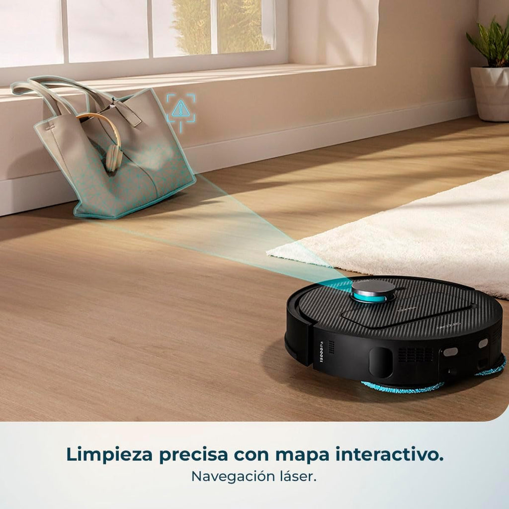 Cecotec Robot Aspirador y Friegasuelos con Base de Autovaciado y App Conga X50 X-Treme. Navegación Láser, Mapeo Interactivo, 15000Pa, Autonomía 240mins, Mopas Elevables, Base con 3 Depósitos