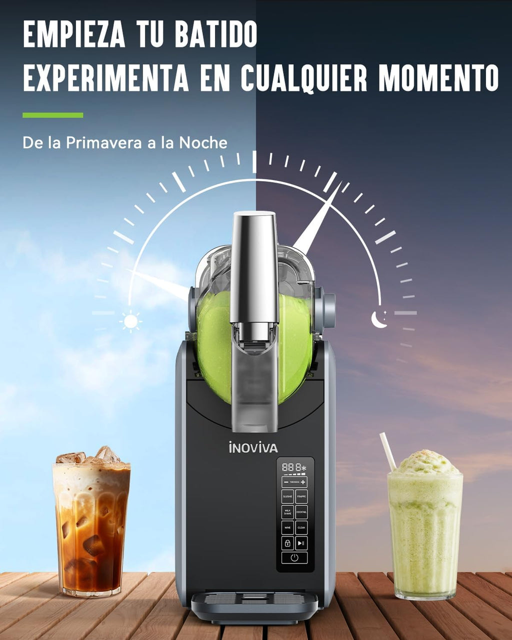 Granizadora Maquina INOVIVA, sin hielo, de 2 l, para el hogar, con autolimpieza, 5 programas preestablecidos, granizados congelados, margaritas, frappés y batidos (versión S1.2)