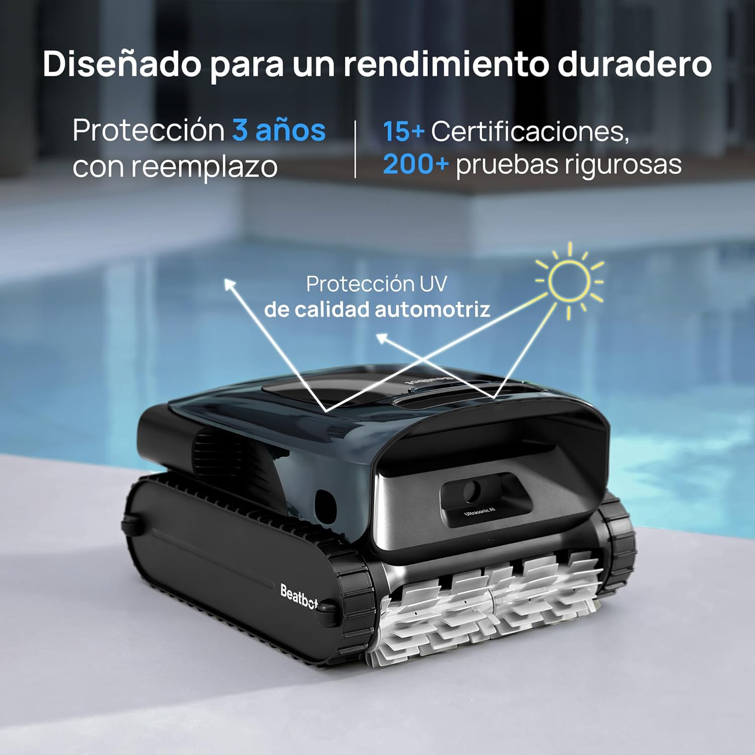 Beatbot AquaSense 2 Pro - Robot Aspirador para Piscina, Limpieza 5 en 2 inigualable, Elimina la Superficie del Agua con navegación remota, estacionamiento de Superficie, aclara el Agua, para Piscinas