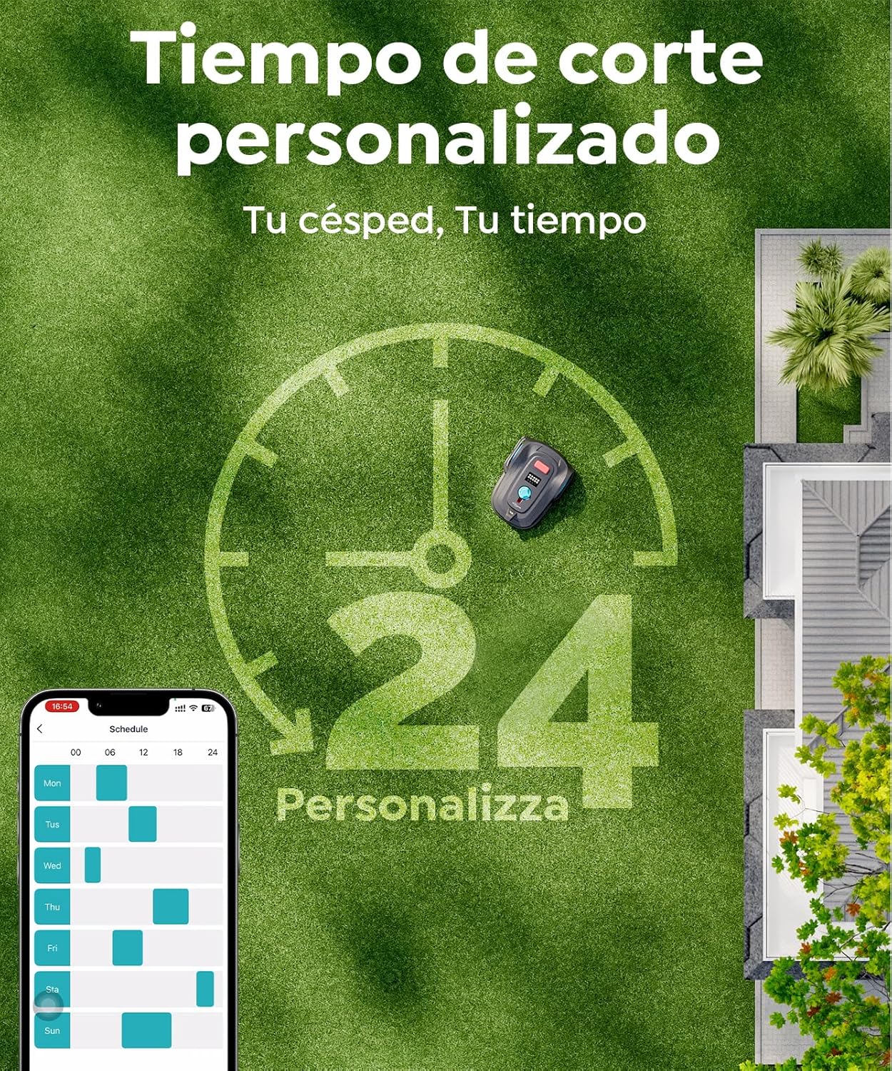 M800Plus Robot Cortacésped sin Cable Perimetral, 800 m², Posicionamiento GPS + Visión IA, Robot Cortacésped sin Cables, Modo de Corte en U, Detección de 150 Obstáculos, Carga Automática, App