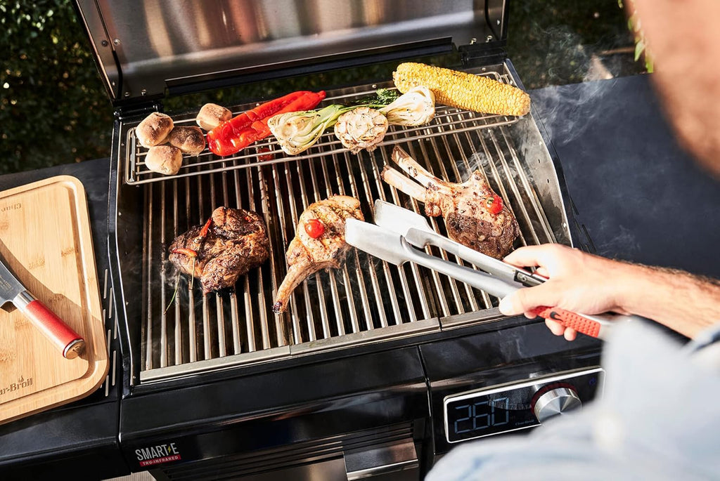 Char-Broil Barbacoa Eléctrico SMART-E - Barbacoa con E-POWER 90-370°C, control preciso de temperatura, función de limpieza - Óptimo para cocinar al aire libre, jardín y patio