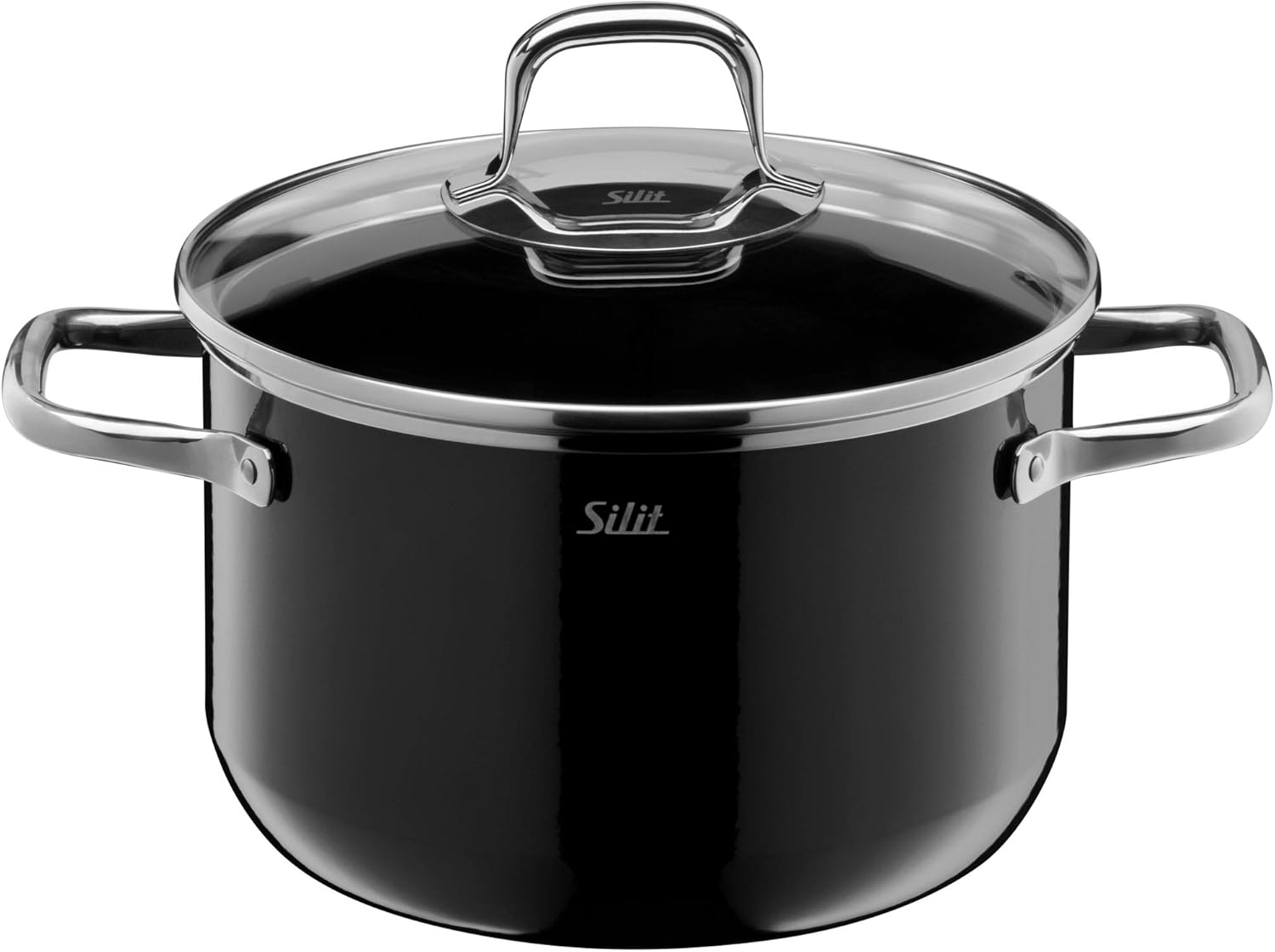 Silit Elegance Zestaw Garnków Indukcyjnych, 18/8 Stainless Steel, Przezroczysty/Czarny, 4 Sztuk