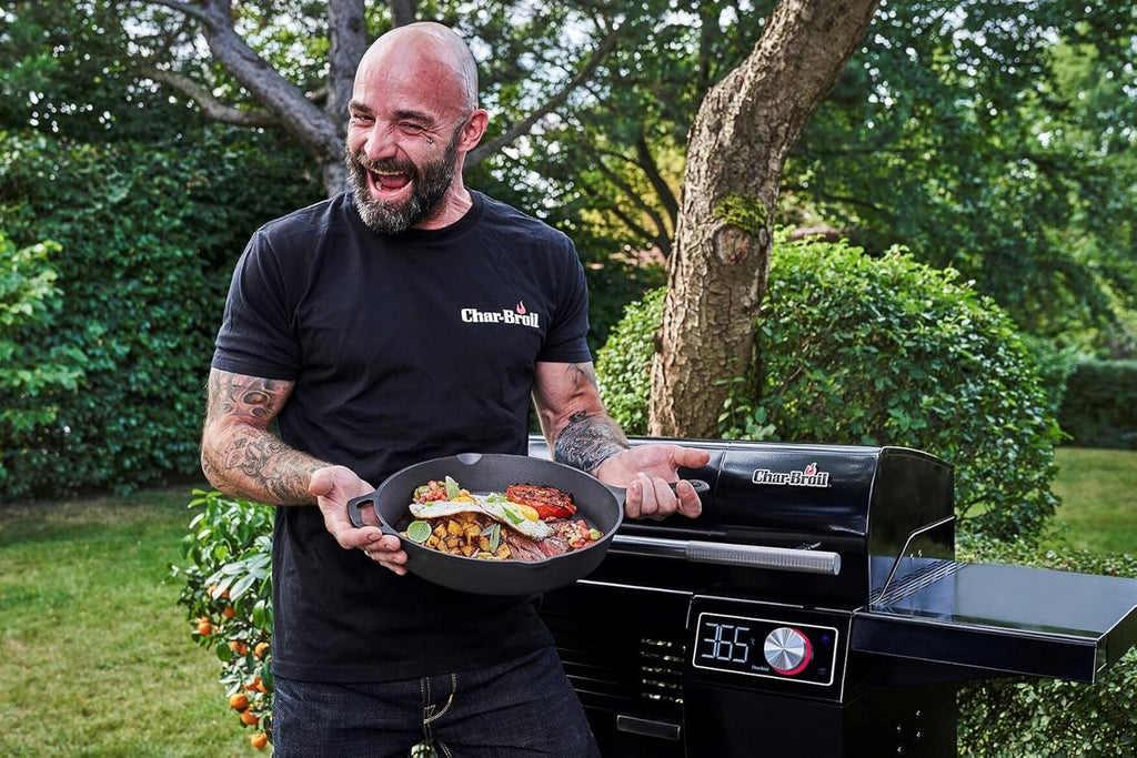 Char-Broil Barbacoa Eléctrico SMART-E - Barbacoa con E-POWER 90-370°C, control preciso de temperatura, función de limpieza - Óptimo para cocinar al aire libre, jardín y patio