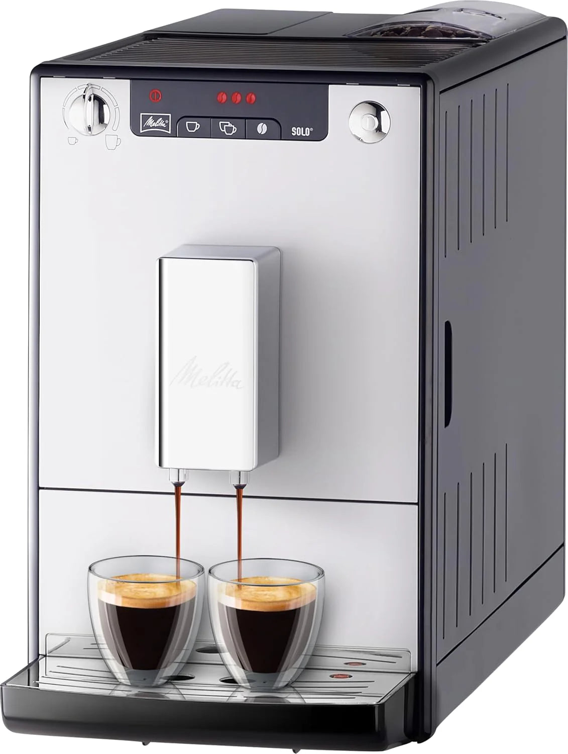 Melitta, Solo E950-222, Superautomatic Coffee Maker with Grinder, 15 Bars, Espresso Bean Coffee, Automatic Cleaning, Customizable, Pure Black