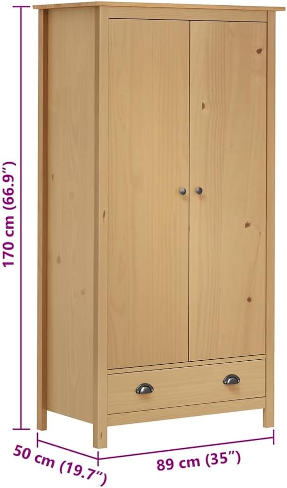 vidaXL Armario de 2 Puertas Muebles para Ropa Roperos Guardarropas de Dormitorio Organizador Colgar Almacenamiento 89x50x170 cm Blanco Madera Pino