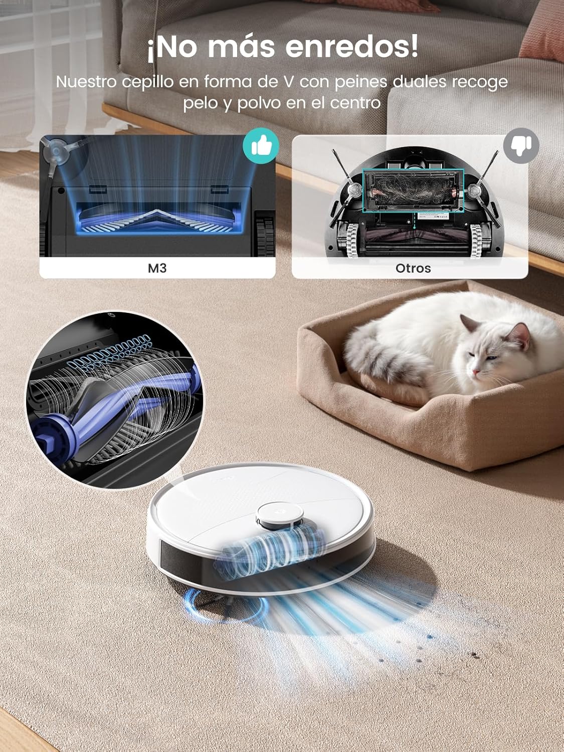 Lefant M3 Robot Aspirador y Friegasuelos con Base de Autovaciado, Navegación Láser dToF, Mapeo Inteligente, Evitación Obstáculos PSD 190°, 12000Pa, Autonomía 220mins, WiFi/Alexa/APP/i Watch, 2,4G & 5G