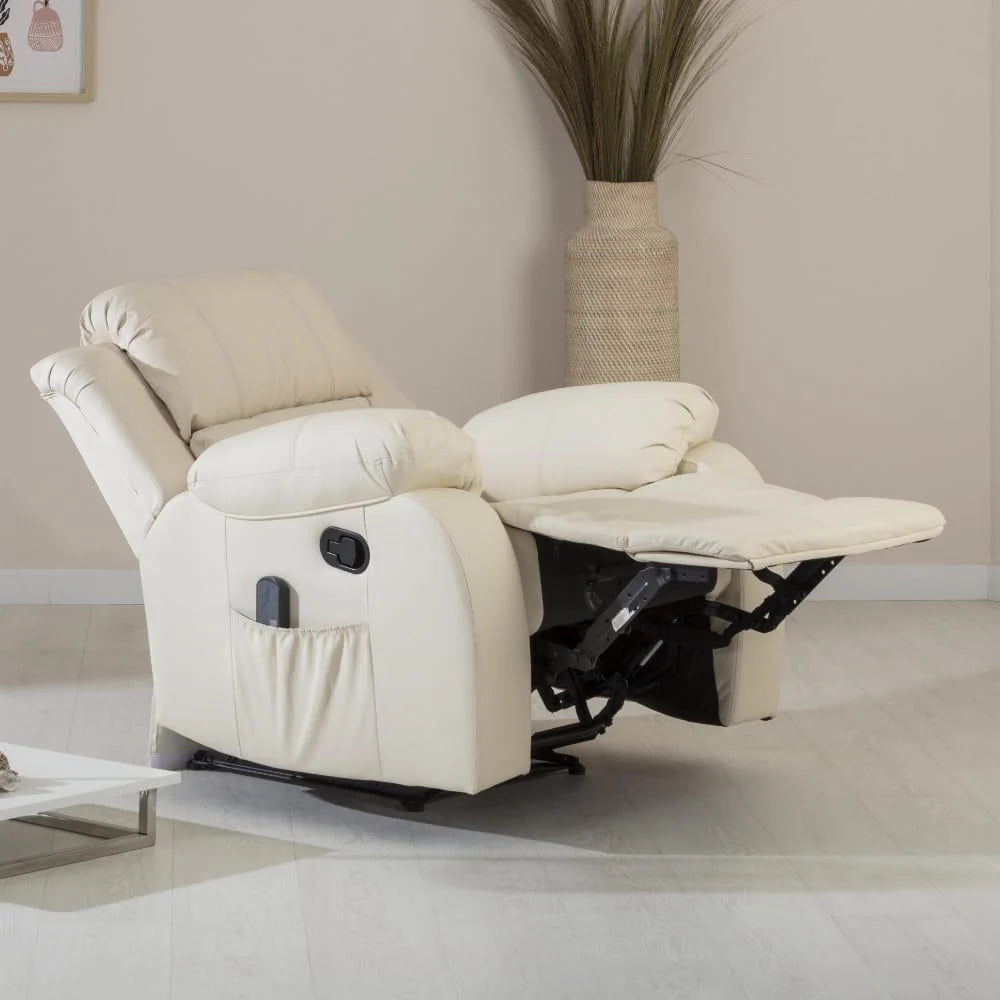 Don Descanso - Sillón Masaje Relax Calor Trevi Negro Reclinable 160º con 8 Motores Silenciosos, Calor Lumbar, Sist. Masaje 4 Zonas y Acabado en PU Anti-Cuarteo [Incluye Mando]. Ideal Gente Mayor